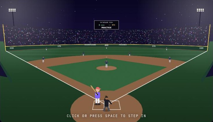 Dinger: a batter at the plate in a packed night ballpark